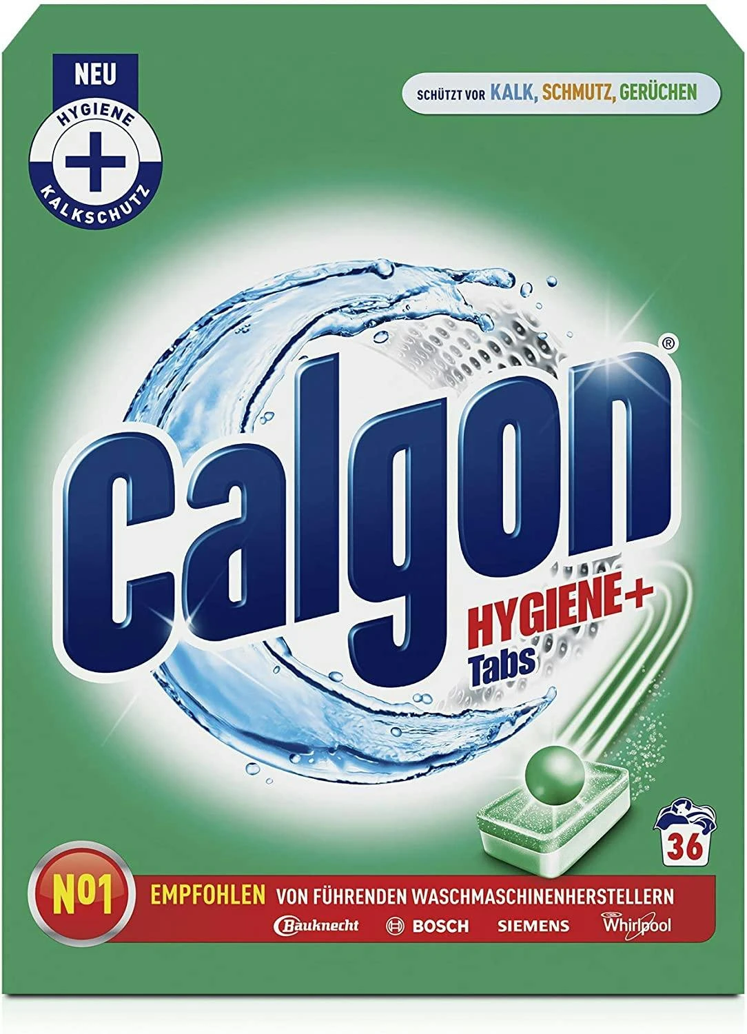 Calgon Hygiene+ Tabs Wasserenthärter Entkalker Waschmaschinenreiniger 1x36 Tabs 4 Calgon Hygiene+ Tabs Wasserenthärter Entkalker Waschmaschinenreiniger 1x36 Tabs – Bild 2