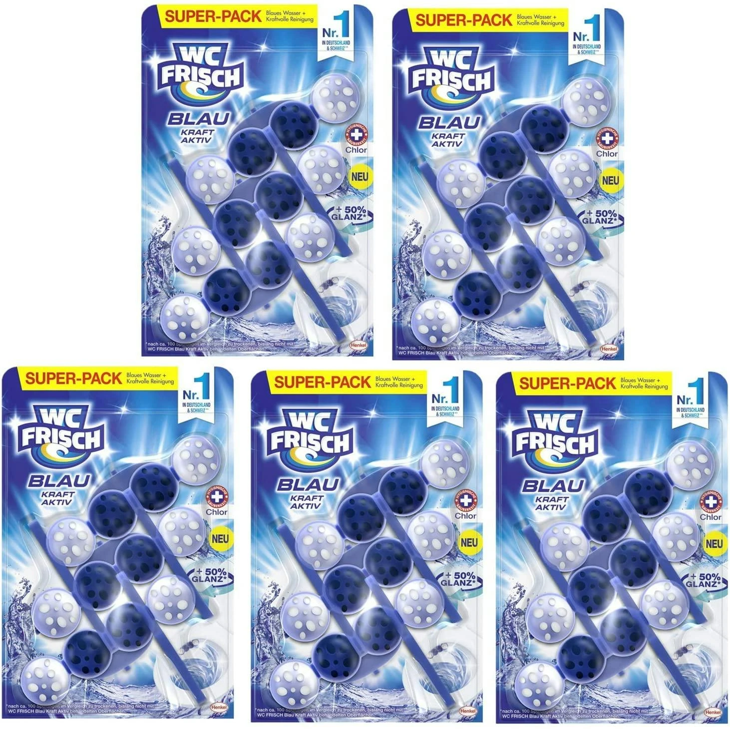 WC FRISCH Kraft Aktiv Blauspüler Chlor 5x150g WC Reiniger Toilettenreiniger 3 WC FRISCH Kraft Aktiv Blauspüler Chlor 5x150g WC Reiniger Toilettenreiniger