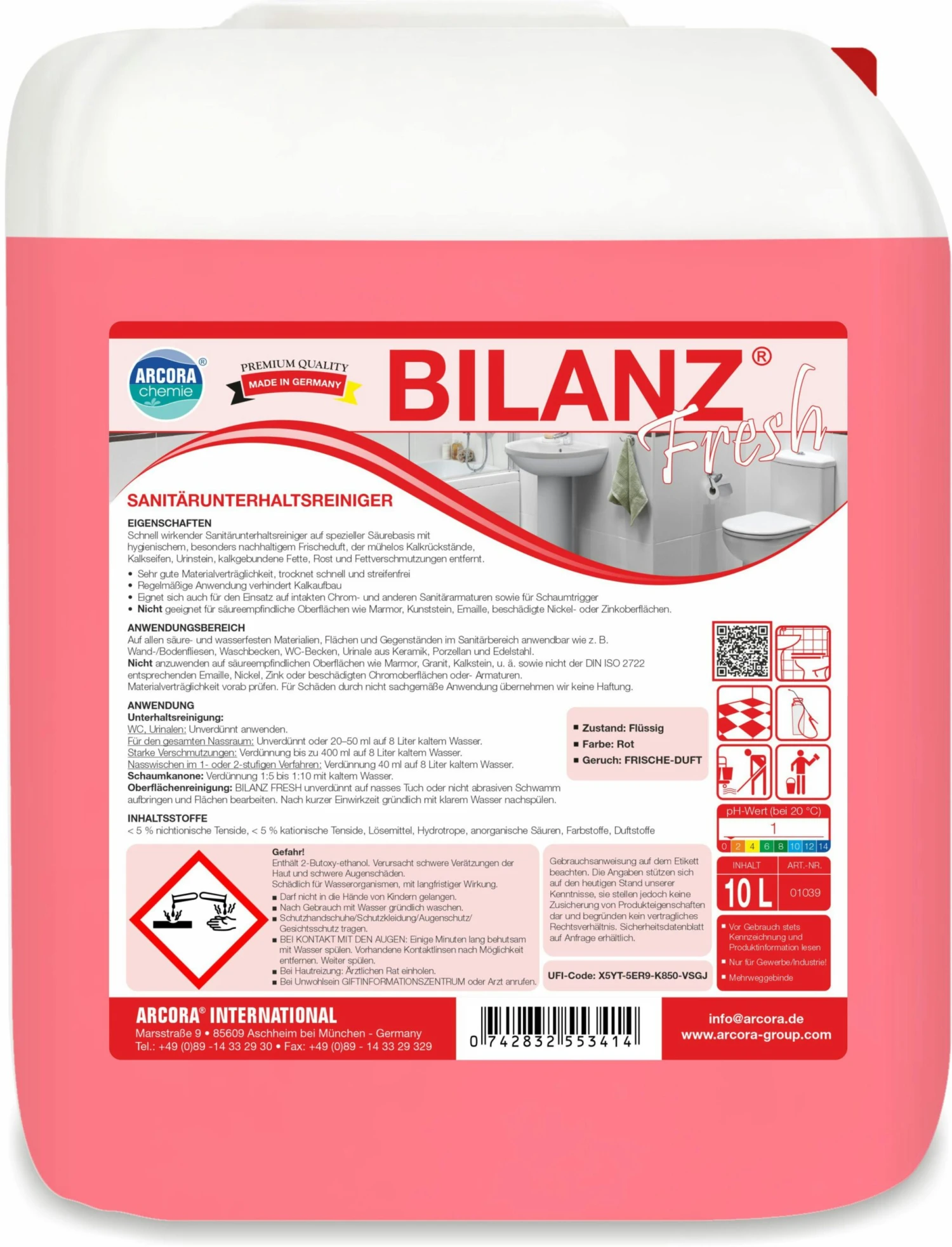 ARCORA Sanitärunterhaltsreiniger BILANZ FRESH, 1L 4 ARCORA Sanitärunterhaltsreiniger BILANZ FRESH, 1L – Bild 2