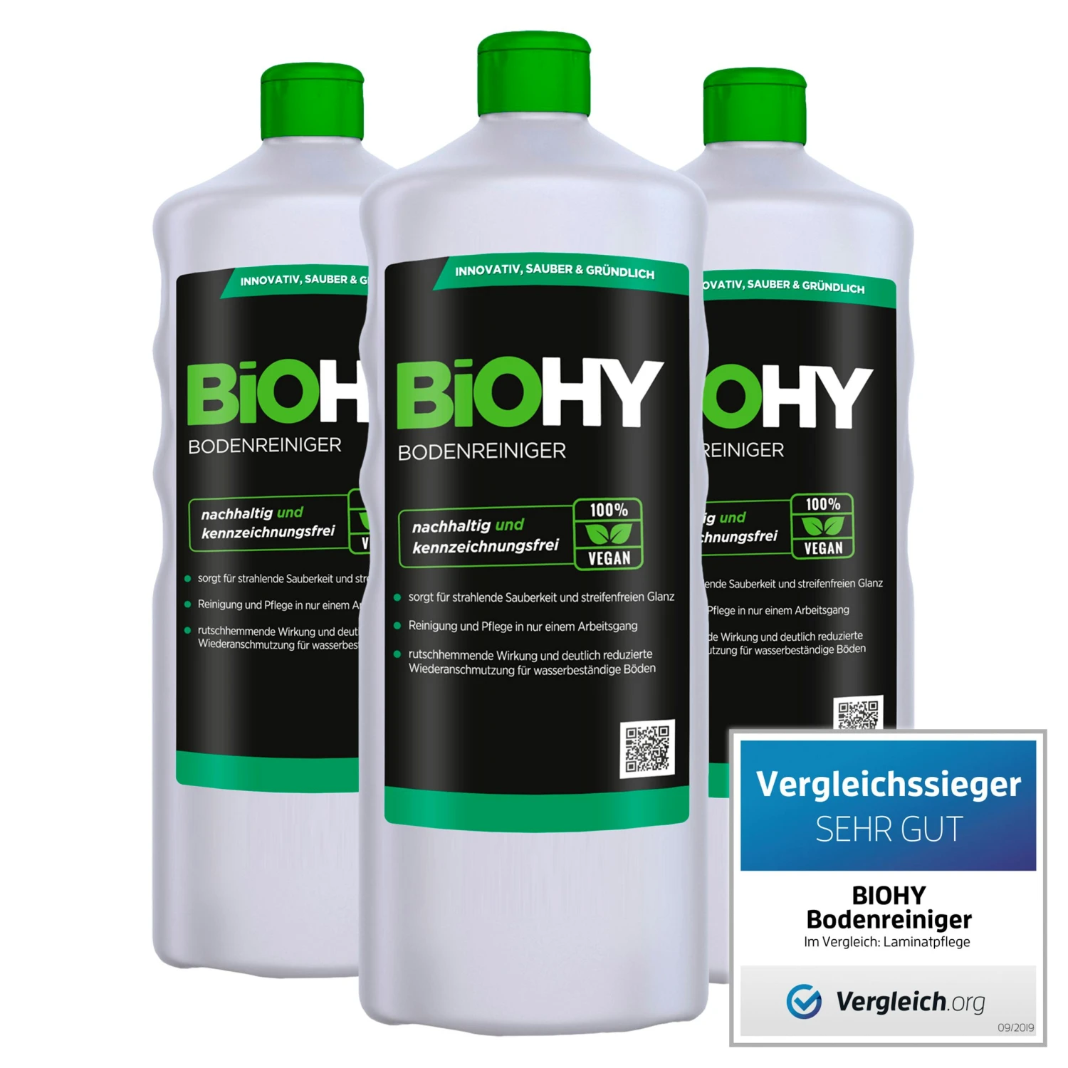 BiOHY Bodenreiniger (3x1l Flasche) | Konzentrat Für Alle Reinigungsgeräte Und Alle Hartböden | Angenehmer Geruch Und Streifenfreie Reinigung 3 BiOHY Bodenreiniger (3x1l Flasche) | Konzentrat Für Alle Reinigungsgeräte Und Alle Hartböden | Angenehmer Geruch Und Streifenfreie Reinigung