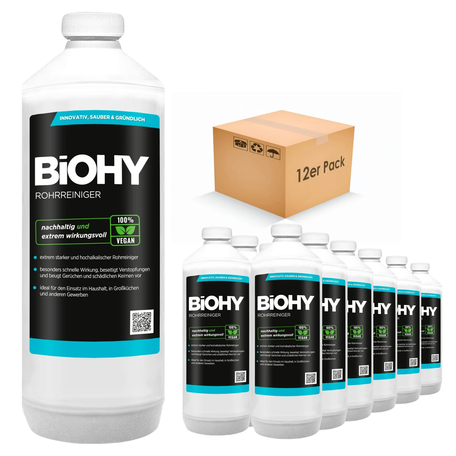 BiOHY Rohrreiniger (1l Flasche) | EXTRA STARK | Flüssiger, Hochkonzentrierter Abflussreiniger | Geruchsneutral | Für Alle Verstopfungen 5 BiOHY Rohrreiniger (1l Flasche) | EXTRA STARK | Flüssiger, Hochkonzentrierter Abflussreiniger | Geruchsneutral | Für Alle Verstopfungen – Bild 3