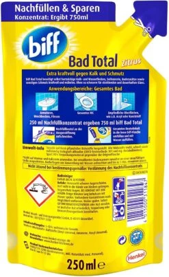 Biff Bad Total Zitrus Badreiniger Bad Reiniger Badezimmer 250 Ml Nachfüllpack -Haushaltsreiniger 83cef9bc 7108 4ae6 b72f c17640bd25fc