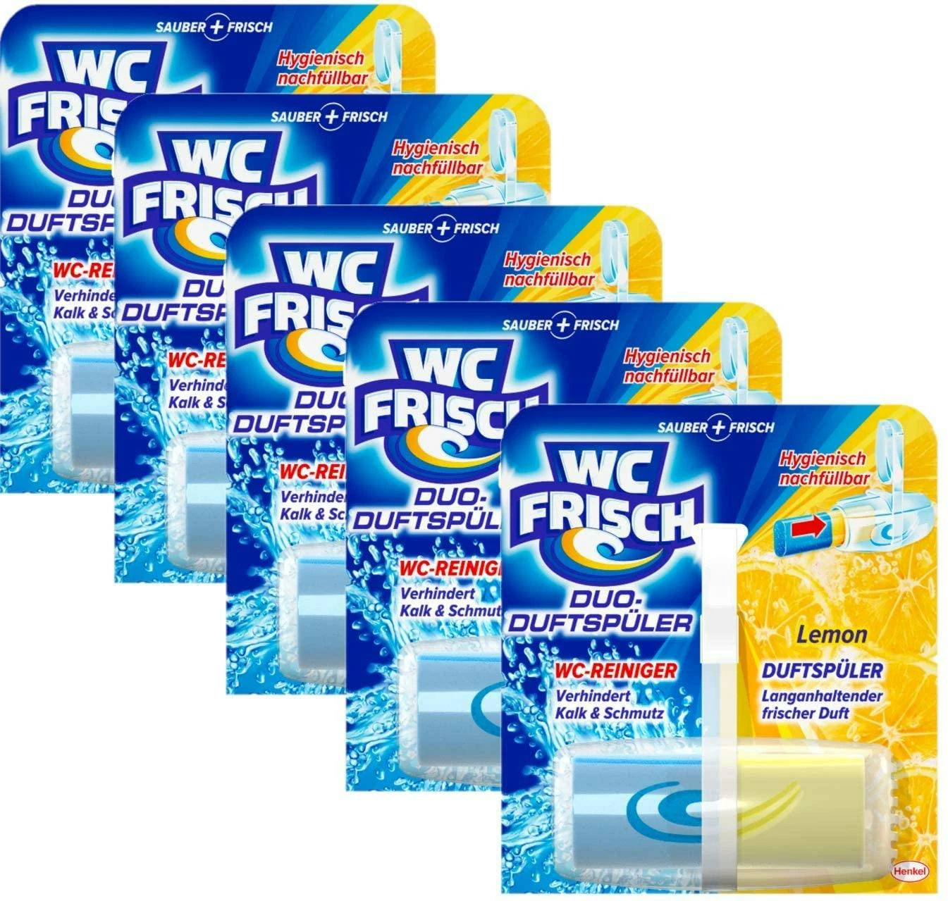 WC FRISCH Duftspüler Lemon 5er Pack WC-Reiniger WC-Duftstein 5x2Stück Nachfüller 4 WC FRISCH Duftspüler Lemon 5er Pack WC-Reiniger WC-Duftstein 5x2Stück Nachfüller – Bild 2