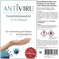 ANTiVIRU | Desinfektionsmittel 6x 5L Kanister | Handdesinfektion & Flächendesinfektion | Viruzid | Anwendungsfertig -Haushaltsreiniger d7bb3f48 a890 4a8e a1e2 b94d40dea570