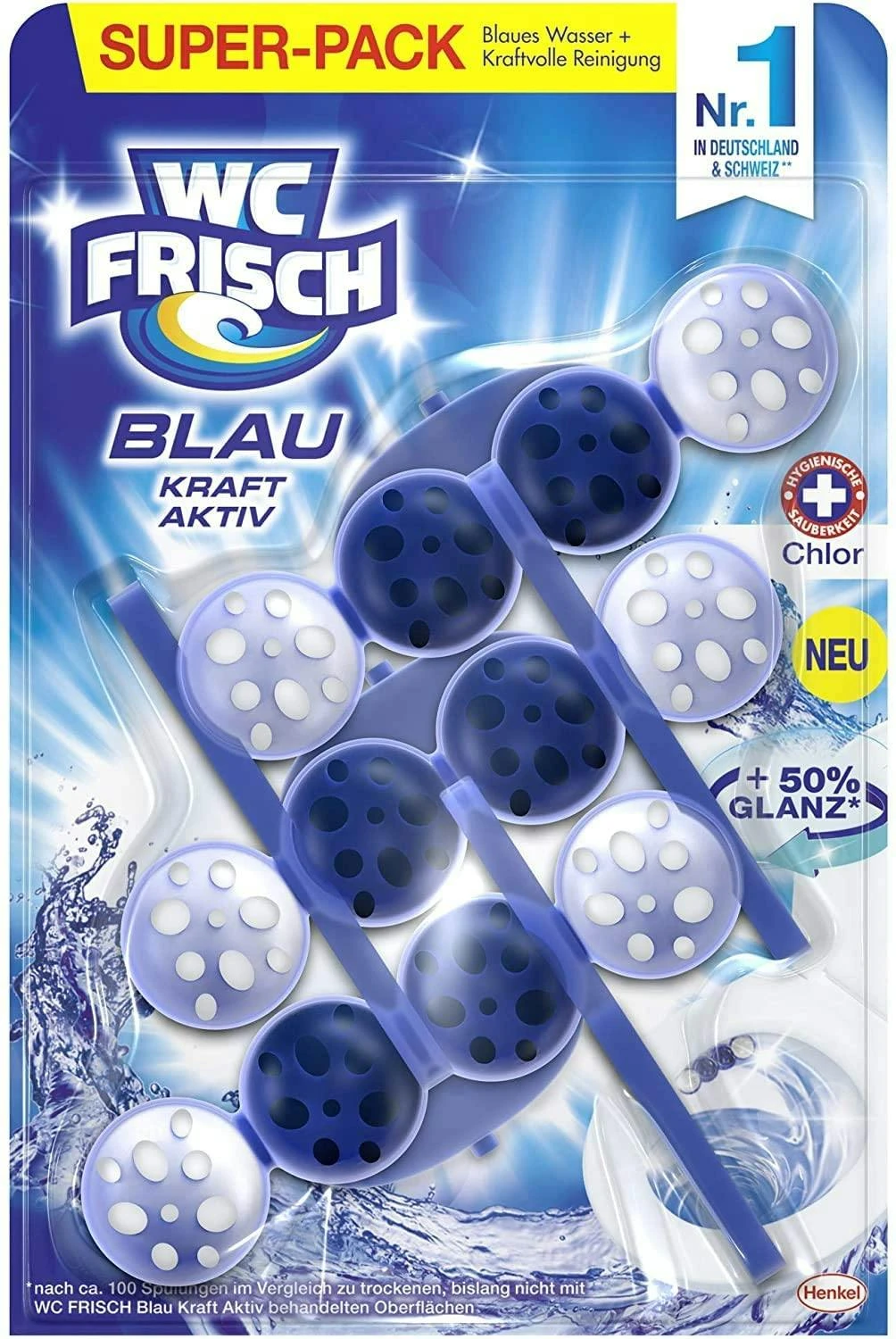 WC FRISCH Kraft Aktiv Blauspüler Chlor 5x150g WC Reiniger Toilettenreiniger 8 WC FRISCH Kraft Aktiv Blauspüler Chlor 5x150g WC Reiniger Toilettenreiniger – Bild 6